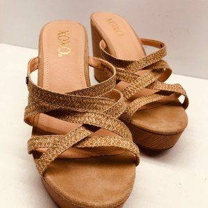 XOXO WEDGES WITH WOVEN STRAPS - LIGHTLY WORN - 8